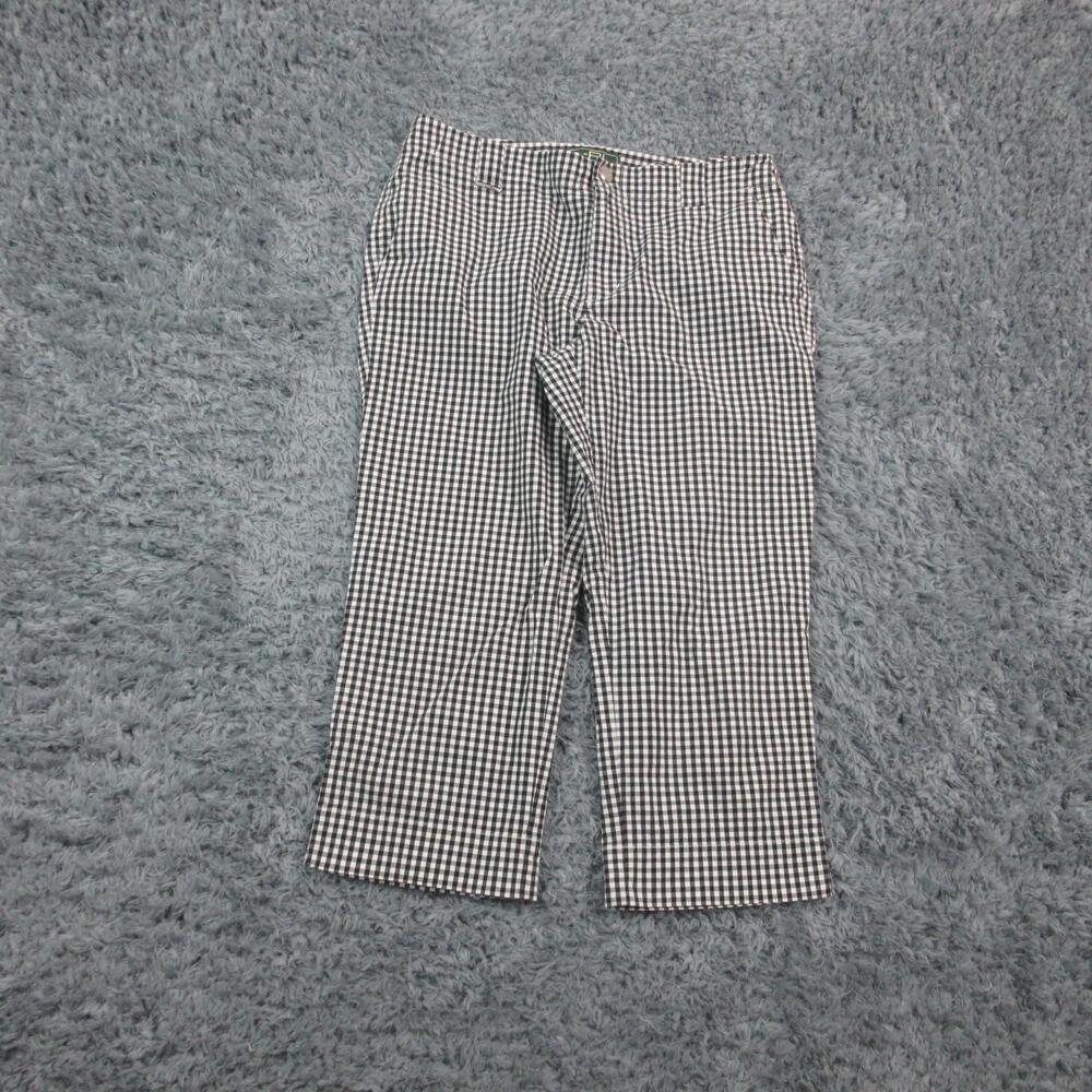 Lauren Ralph Lauren Pants Womens 6 Black White Gingham Capri Cropped 30x20*